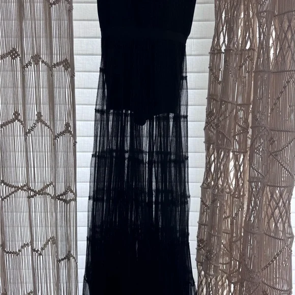 Alice + Olivia Black Pleated Tulle Midi Dress w/ Romper Lining Size 8 NWT $695 - Picture 2 of 11